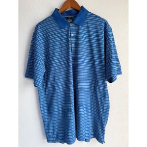 Nike Golf Fit Dry Mens XL Blue Yellow Striped Short Sleeve Polo Shirt RN 56323